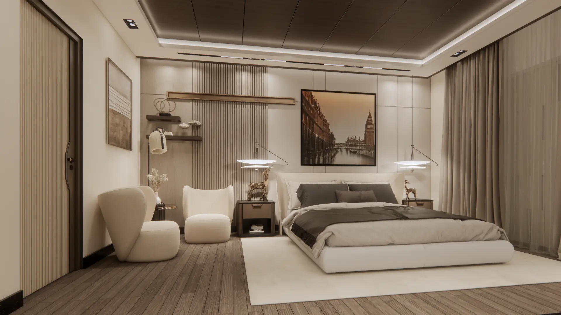 Master bedroom interior design for small apartment — Lotus Panache Noida, by Innov Interiors & Architects